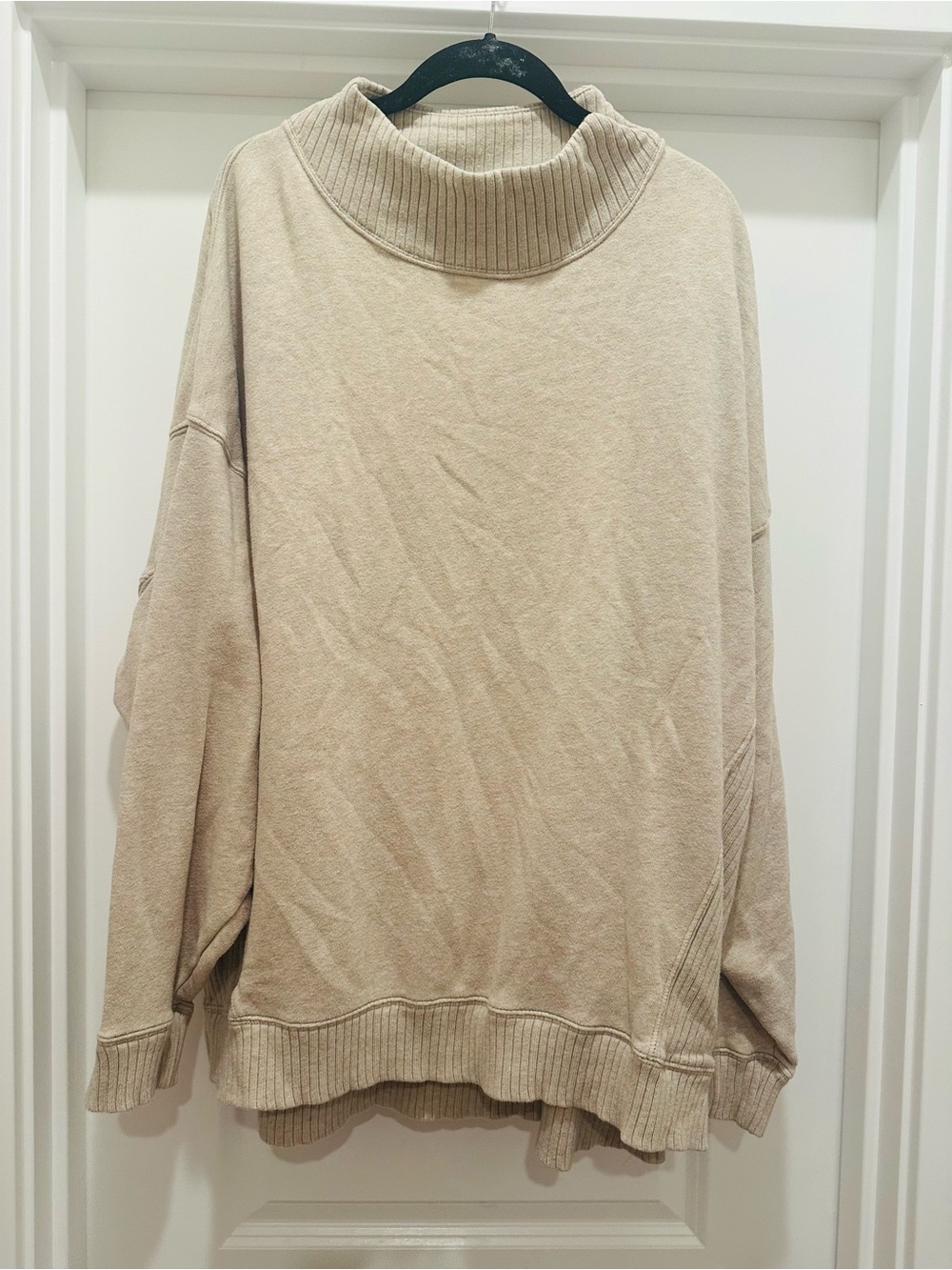 aerie Cream mock neck Oversized Sweatshirt